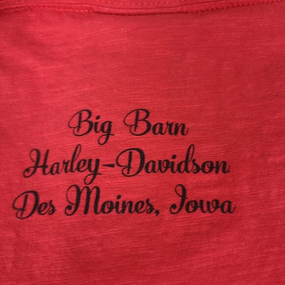 Harley Davidson Women's Size Medium Long Sleeve Shirt Red Des Moines Iowa Harley - Picture 10 of 11